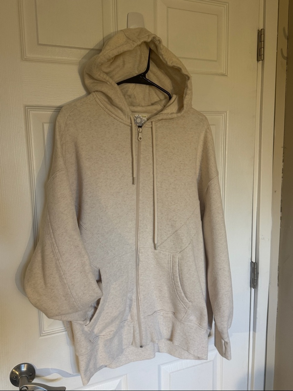 Offline by Aerie Cream Oversized Zip-Up Hooded Sweatshirt